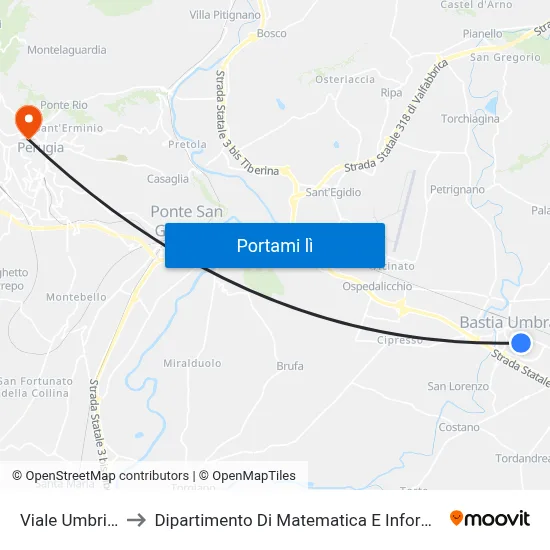 Viale Umbria 3 to Dipartimento Di Matematica E Informatica map