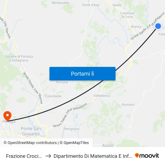 Frazione Crocicchio to Dipartimento Di Matematica E Informatica map