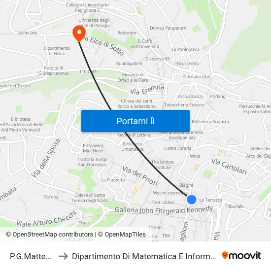 P.G.Matteotti to Dipartimento Di Matematica E Informatica map