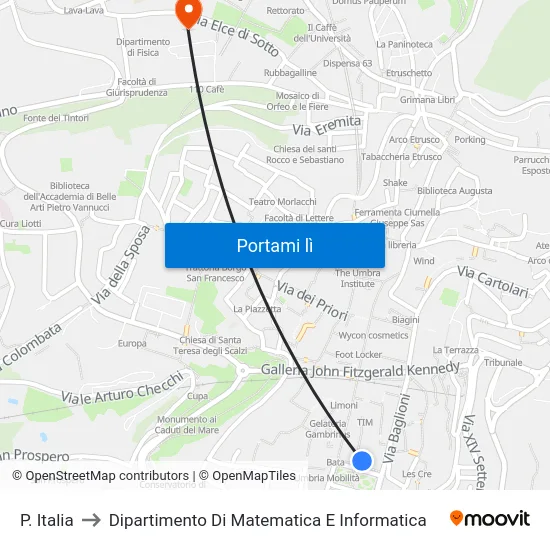 P. Italia to Dipartimento Di Matematica E Informatica map