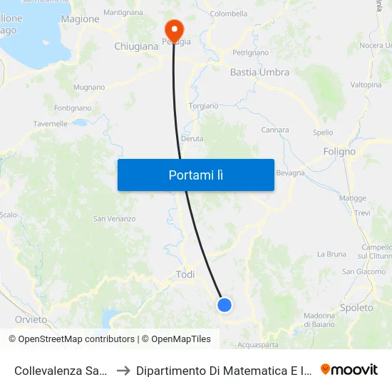 Collevalenza Santuario to Dipartimento Di Matematica E Informatica map