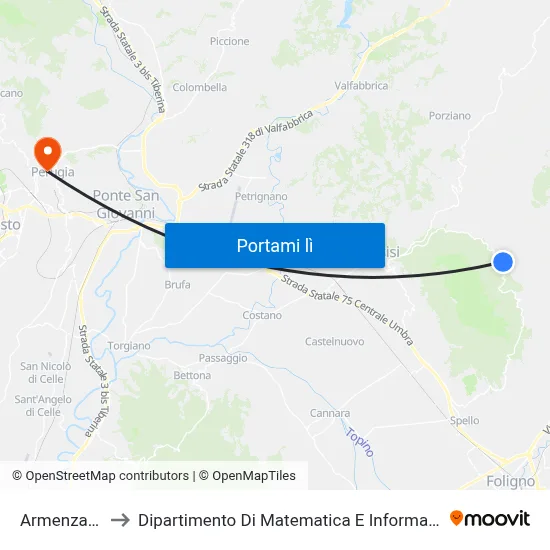 Armenzano to Dipartimento Di Matematica E Informatica map