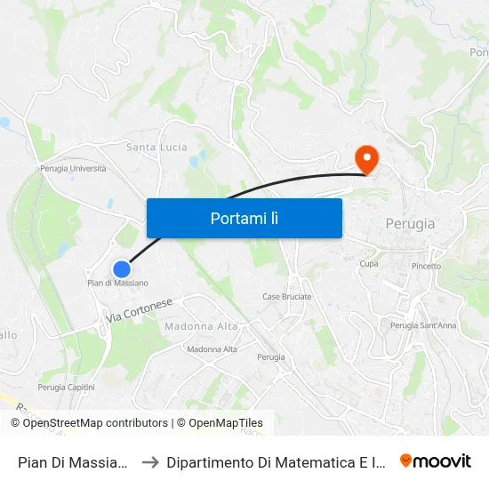 Pian Di Massiano M​M to Dipartimento Di Matematica E Informatica map