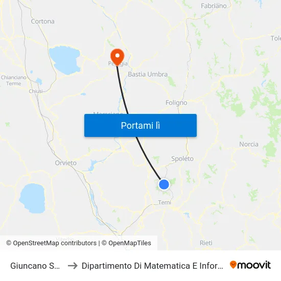 Giuncano Scalo to Dipartimento Di Matematica E Informatica map