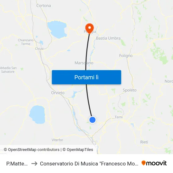 P.Matteotti to Conservatorio Di Musica "Francesco Morlacchi" map