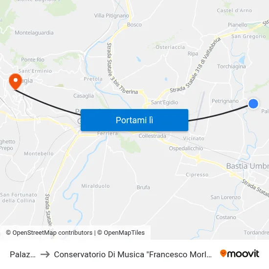 Palazzo to Conservatorio Di Musica "Francesco Morlacchi" map