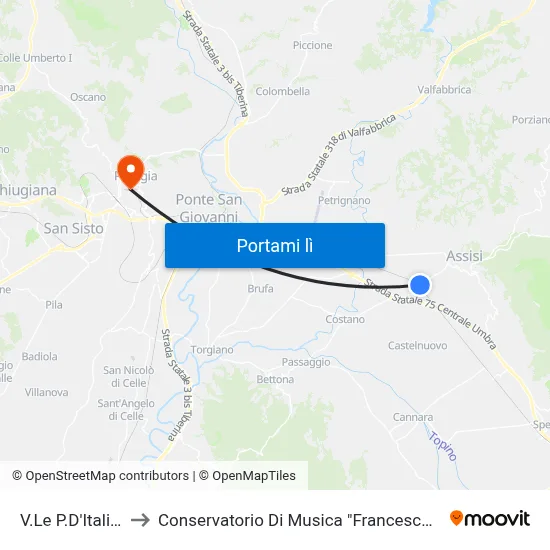 V.Le P.D'Italia P.L. to Conservatorio Di Musica "Francesco Morlacchi" map