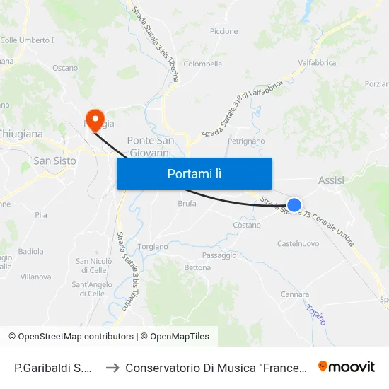 P.Garibaldi S.M.Angeli to Conservatorio Di Musica "Francesco Morlacchi" map