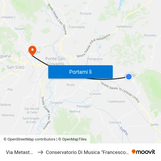 Via Metastasio 1 to Conservatorio Di Musica "Francesco Morlacchi" map