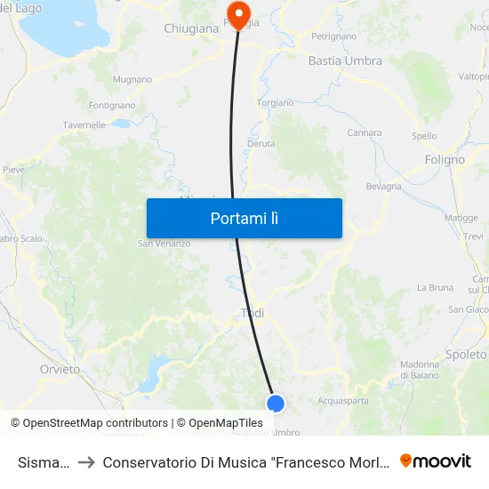Sismano to Conservatorio Di Musica "Francesco Morlacchi" map