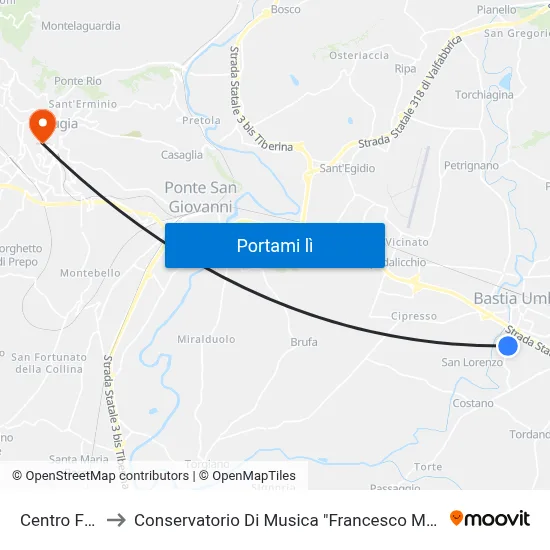 Centro Fiera to Conservatorio Di Musica "Francesco Morlacchi" map