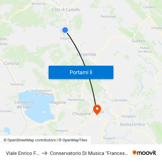 Viale Enrico Fermi 1 to Conservatorio Di Musica "Francesco Morlacchi" map