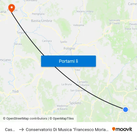 Cascia to Conservatorio Di Musica "Francesco Morlacchi" map