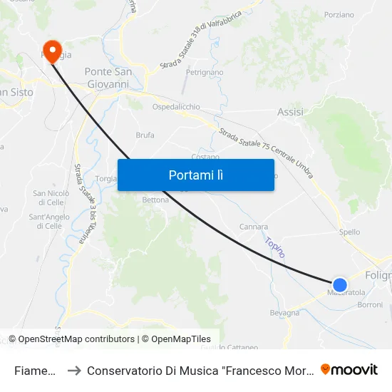 Fiamenga to Conservatorio Di Musica "Francesco Morlacchi" map