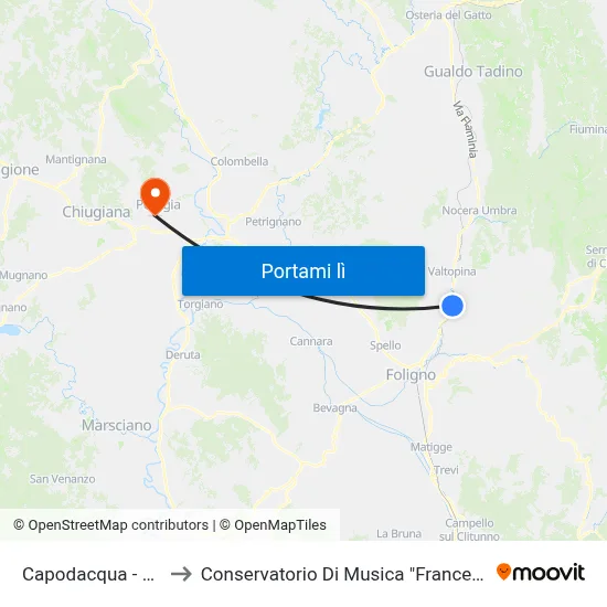 Capodacqua - Stazione to Conservatorio Di Musica "Francesco Morlacchi" map