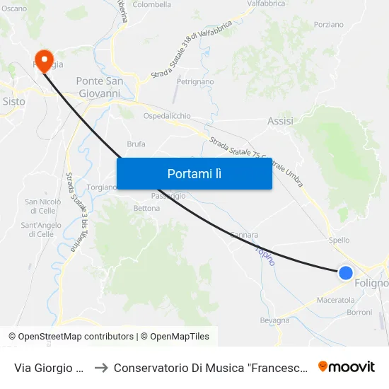 Via Giorgio Vasari to Conservatorio Di Musica "Francesco Morlacchi" map