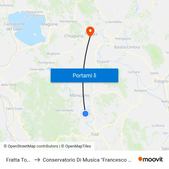Fratta Todina to Conservatorio Di Musica "Francesco Morlacchi" map