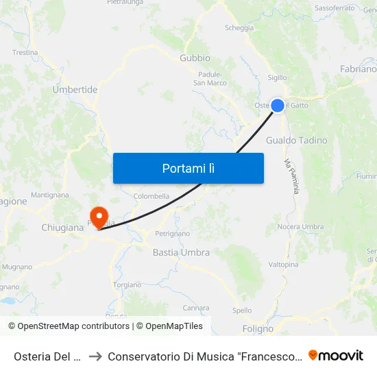 Osteria Del Gatto to Conservatorio Di Musica "Francesco Morlacchi" map