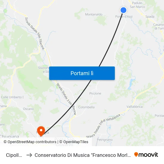 Cipolleto to Conservatorio Di Musica "Francesco Morlacchi" map