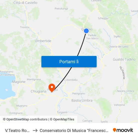 V.Teatro Romano to Conservatorio Di Musica "Francesco Morlacchi" map