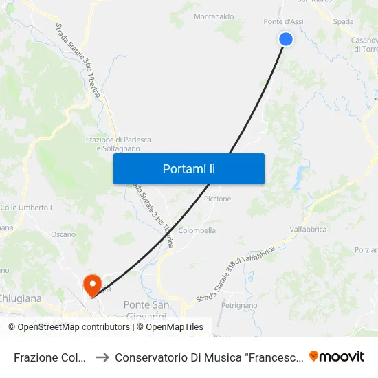Frazione Colonnata to Conservatorio Di Musica "Francesco Morlacchi" map