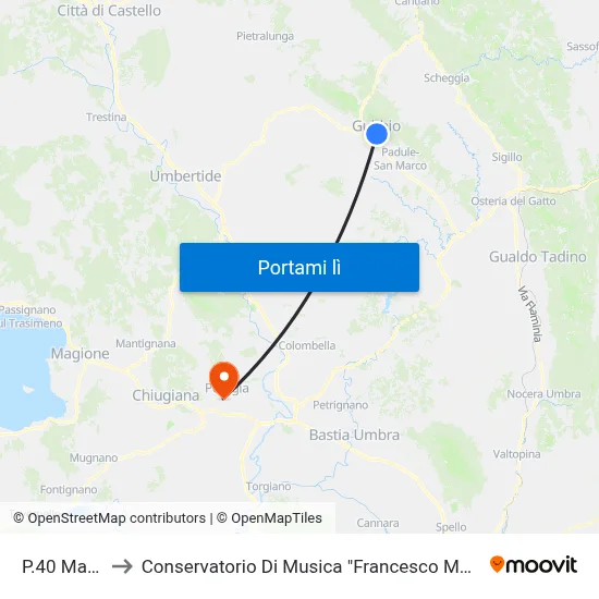 P.40 Martiri to Conservatorio Di Musica "Francesco Morlacchi" map
