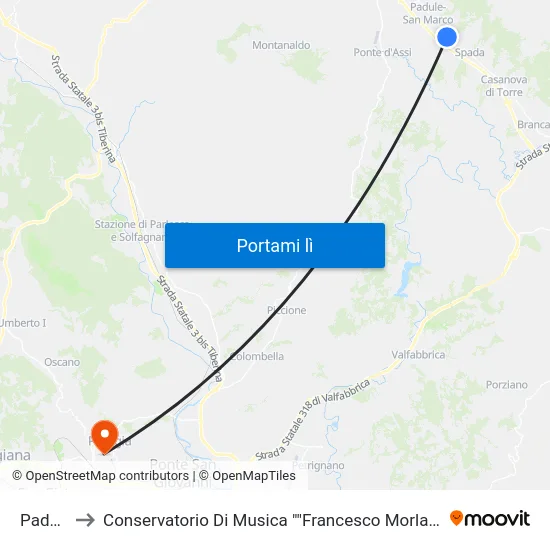 Padule to Conservatorio Di Musica ""Francesco Morlacchi"" map