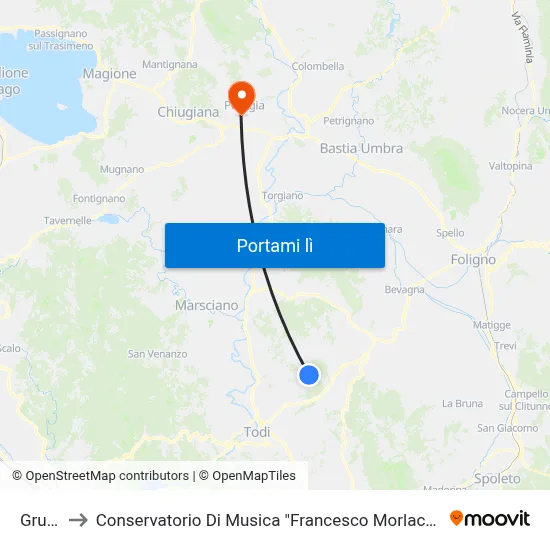 Grutti to Conservatorio Di Musica "Francesco Morlacchi" map