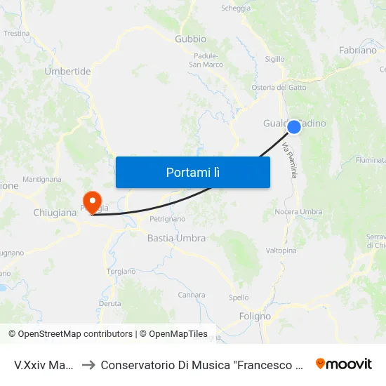 V.Xxiv Maggio to Conservatorio Di Musica "Francesco Morlacchi" map