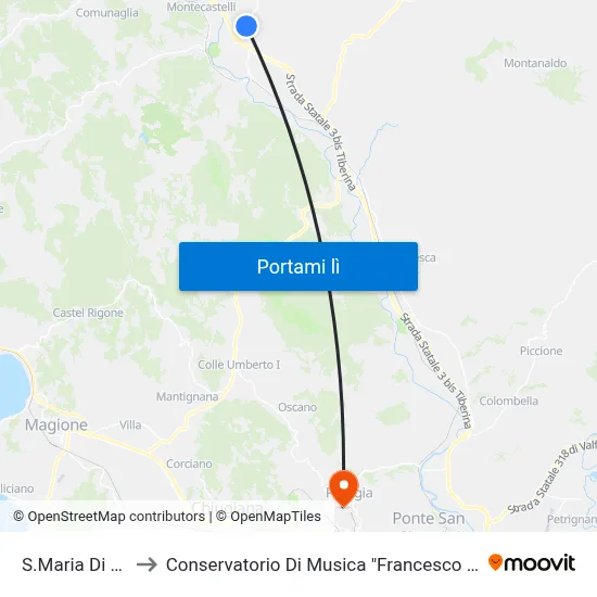 S.Maria Di Sette to Conservatorio Di Musica "Francesco Morlacchi" map
