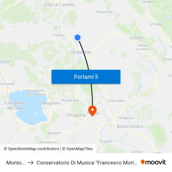 Montone to Conservatorio Di Musica "Francesco Morlacchi" map