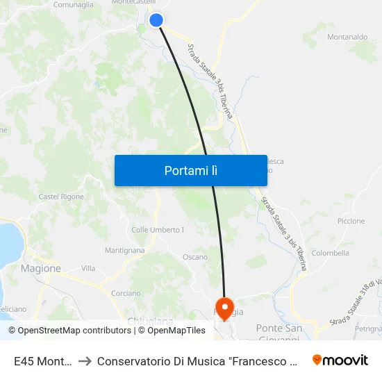 E45 Montone to Conservatorio Di Musica "Francesco Morlacchi" map