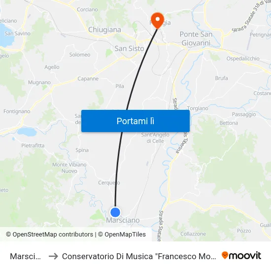 Marsciano to Conservatorio Di Musica "Francesco Morlacchi" map