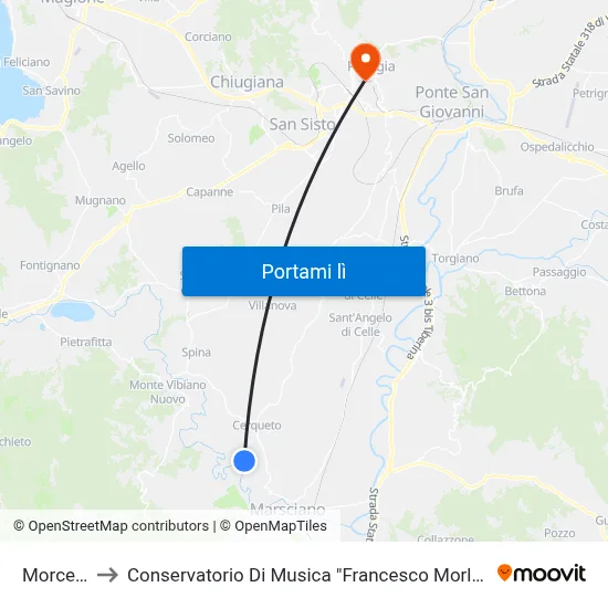 Morcella to Conservatorio Di Musica "Francesco Morlacchi" map