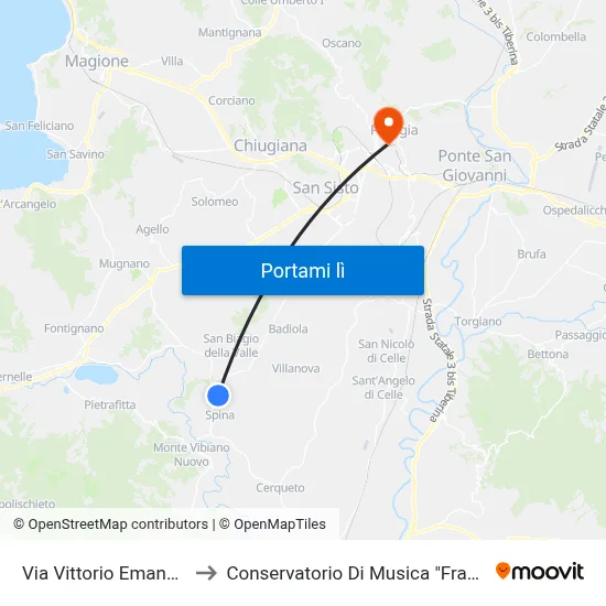 Via Vittorio Emanuele In Spina to Conservatorio Di Musica "Francesco Morlacchi" map