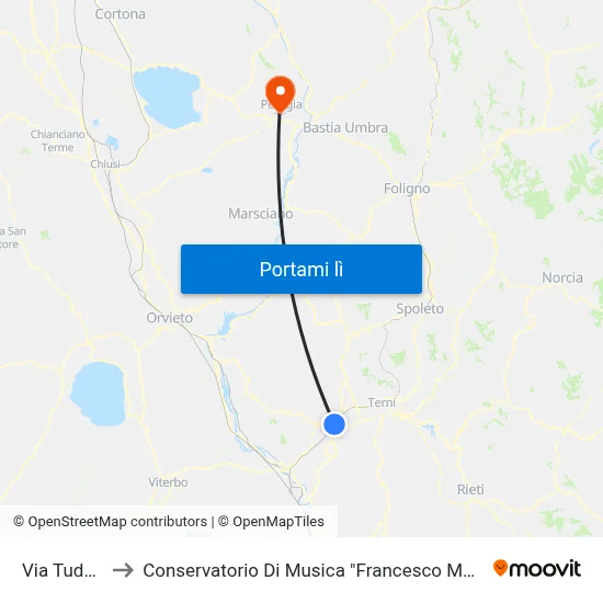 Via Tuderte to Conservatorio Di Musica "Francesco Morlacchi" map