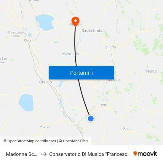 Madonna Scoperta to Conservatorio Di Musica "Francesco Morlacchi" map