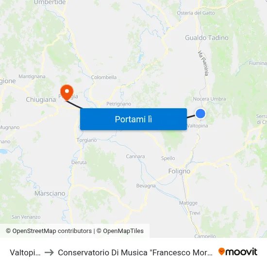 Valtopina to Conservatorio Di Musica "Francesco Morlacchi" map