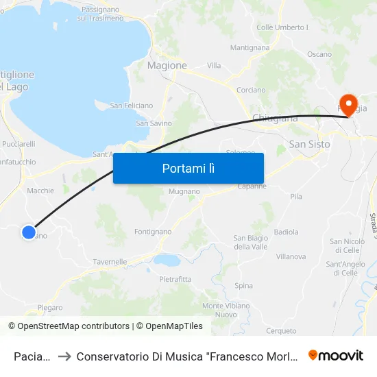 Paciano to Conservatorio Di Musica "Francesco Morlacchi" map