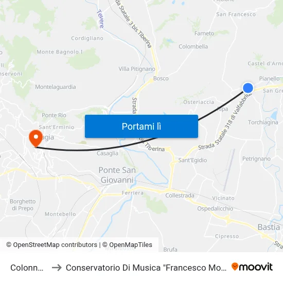 Colonnetta to Conservatorio Di Musica "Francesco Morlacchi" map