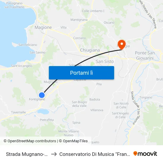 Strada Mugnano-Fontignano to Conservatorio Di Musica "Francesco Morlacchi" map