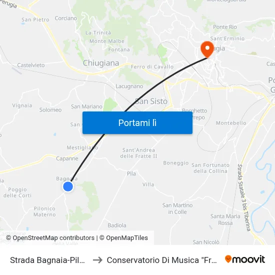 Strada Bagnaia-Pilonico Materno to Conservatorio Di Musica "Francesco Morlacchi" map
