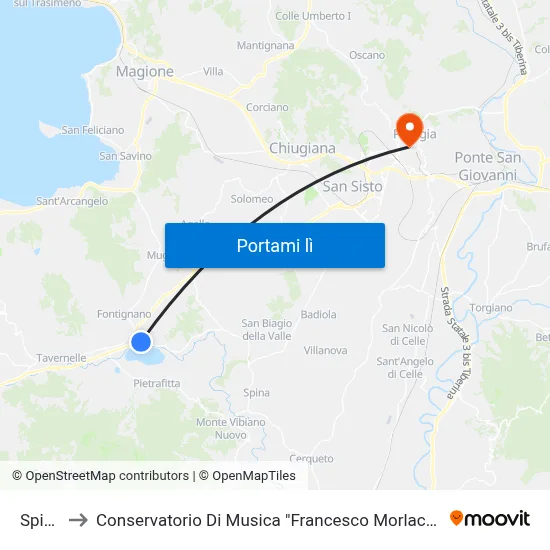 Spina to Conservatorio Di Musica "Francesco Morlacchi" map