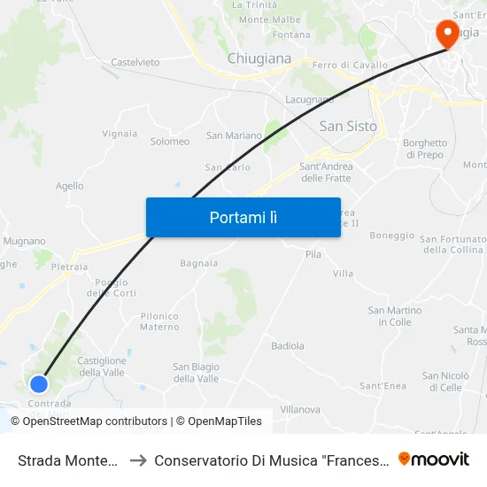 Strada Montepetriolo to Conservatorio Di Musica "Francesco Morlacchi" map