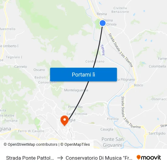 Strada Ponte Pattoli-Ponte Resina to Conservatorio Di Musica "Francesco Morlacchi" map