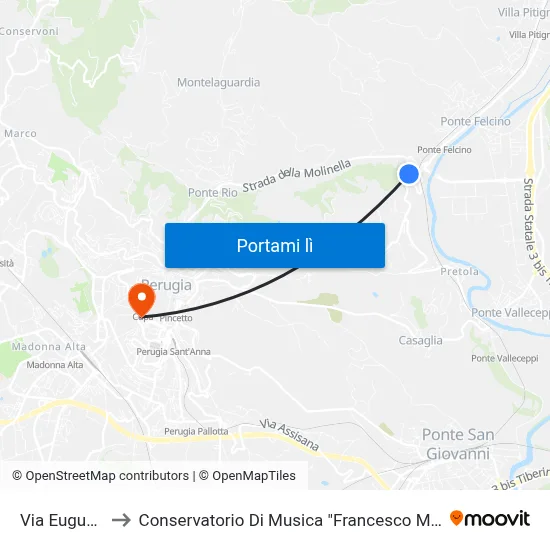 Via Eugubina to Conservatorio Di Musica "Francesco Morlacchi" map