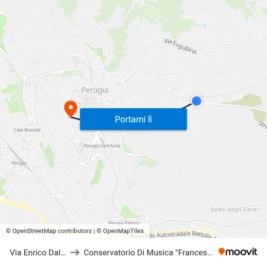 Via Enrico Dal Pozzo to Conservatorio Di Musica "Francesco Morlacchi" map