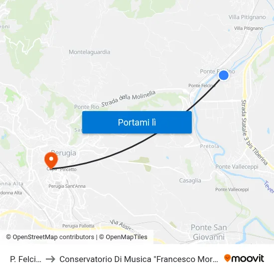 P. Felcino to Conservatorio Di Musica "Francesco Morlacchi" map