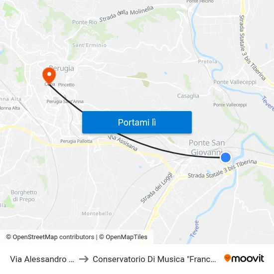 Via Alessandro Manzoni to Conservatorio Di Musica "Francesco Morlacchi" map