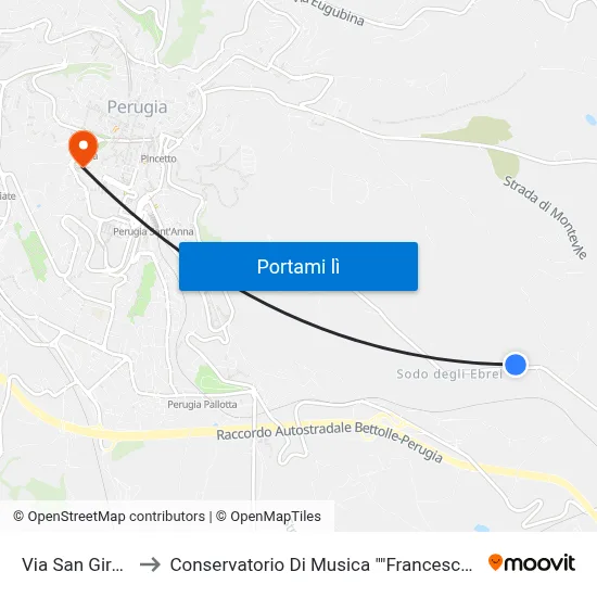 Via San Girolamo to Conservatorio Di Musica "Francesco Morlacchi" map